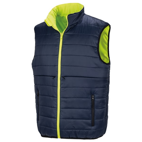 Result Safeguard Herre Reversibel Mjukt Vadderad Säkerhetsväst 3XL F Fluorescent Yellow/Navy 3XL