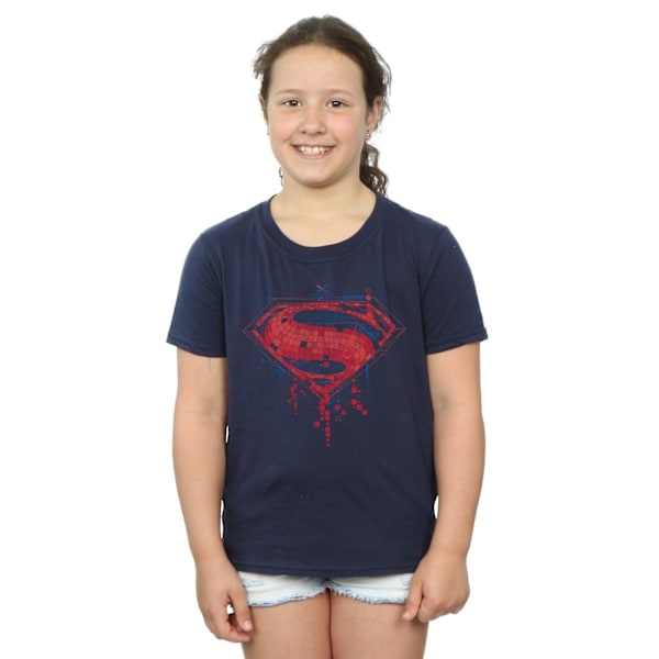 DC Comics Girls Superman Geo Logo Bomull T-shirt 5-6 år Marinblå Navy Blue 5-6 Years