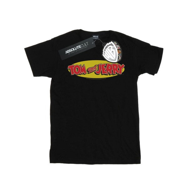 Tom And Jerry Dam/Dam Inline Logotyp bomull Pojkvän T-Shir Black 5XL