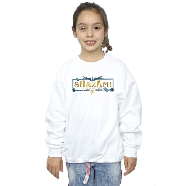 DC Comics Girls Shazam Fury Of The Gods Golden Logo Sweatshirt White 3-4 Years