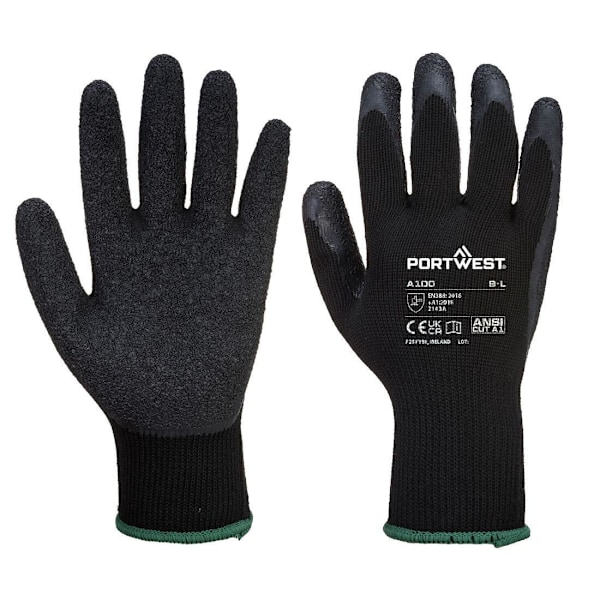 Portwest A100 Latex Grip Handskar M Svart Black M
