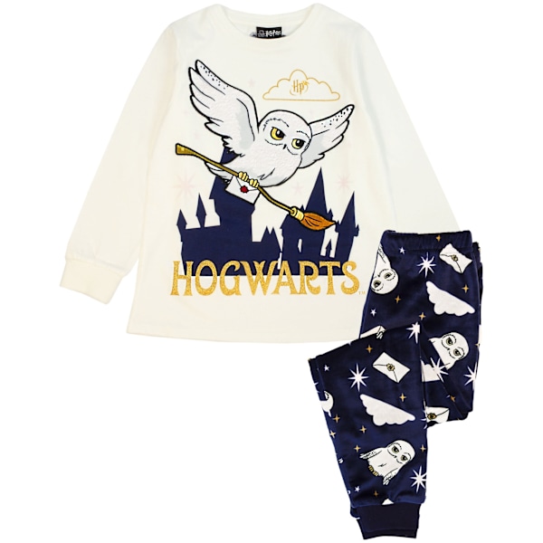 Harry Potter Flickor Hedwig Fleece Lång Pyjamas Set 11-12 År Off White/Marinblå Off White/Navy 11-12 Years