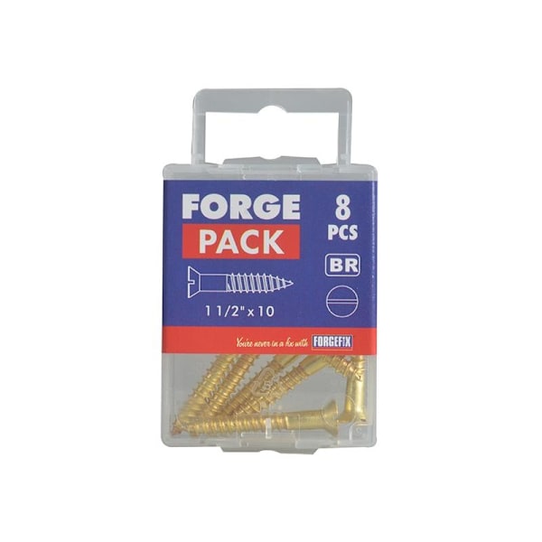 Forgefix Träskruvar, Spårskruv, Försänkt, Mässing 1.1/2in x 10 Forge Pa Multi Colour 1.1/2in x 10 Forge Pack 8