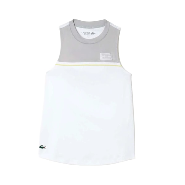 Lacoste Dam/Dam Kontrast Stretch Sport T-shirt 12 UK Vit White/Grey 12 UK