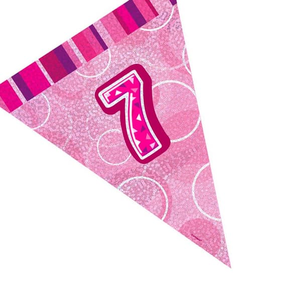 Unique Party 7-årsdag Flag Banner One Size Glitz Rosa Glitz Pink One Size