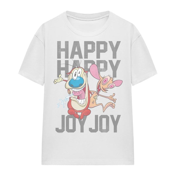 Ren & Stimpy Unisex Vuxen Happy Happy Joy Joy T-Shirt M Vit White M