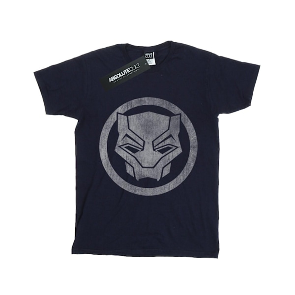 Marvel Boys Black Panther Distressed Icon T-Shirt 7-8 år Marinblå Navy Blue 7-8 Years