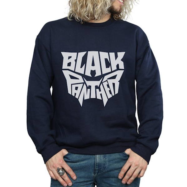 Marvel Herr Svart Panther Ord Emblem Sweatshirt 3XL Marinblå Navy Blue 3XL