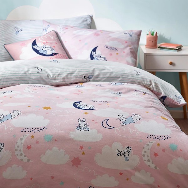 Peter Rabbit Sleepy Head Påslakanset Enkelsäng Rosa Pink Single