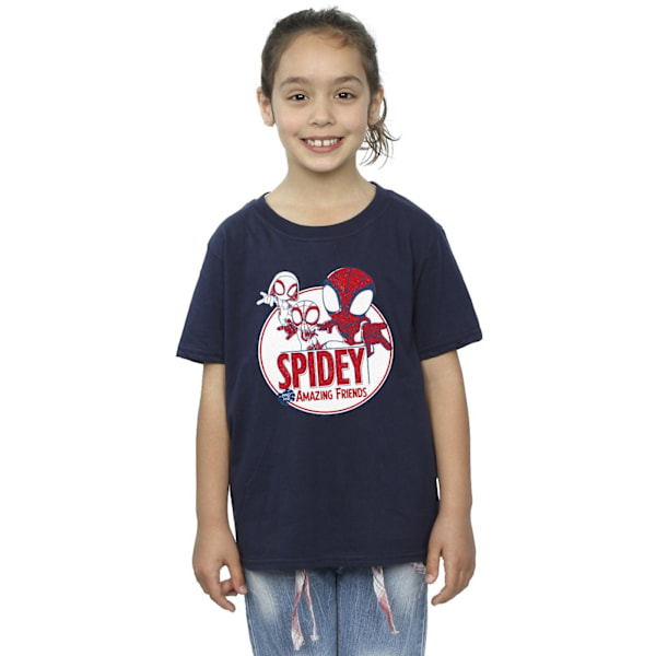 Marvel Girls Spidey And His Amazing Friends Circle Bomull T-shirt Navy Blue 12-13 Years
