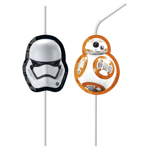 Star Wars: The Force Awakens Medallion Disposable Straws (Pack White/Black/Orange One Size