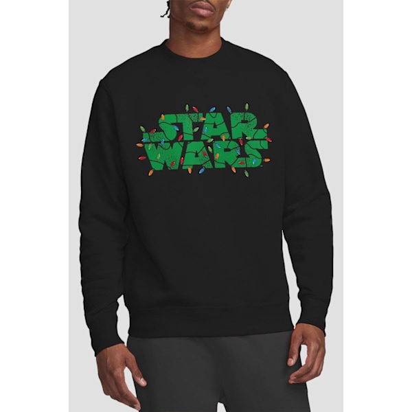 Star Wars Unisex Julbelysning Logga Sweatshirt XL Svart Black XL