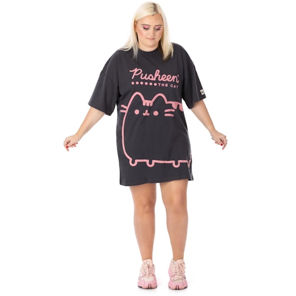 Pusheen Oversize T-shirtklänning för damer M Charcoal Grey/P Charcoal Grey/Pink M
