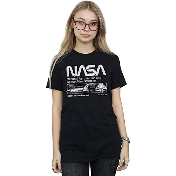 NASA Dam/Kvinnor Rymdfärjan Bomull Boyfriend T-Shirt L Bla Black L