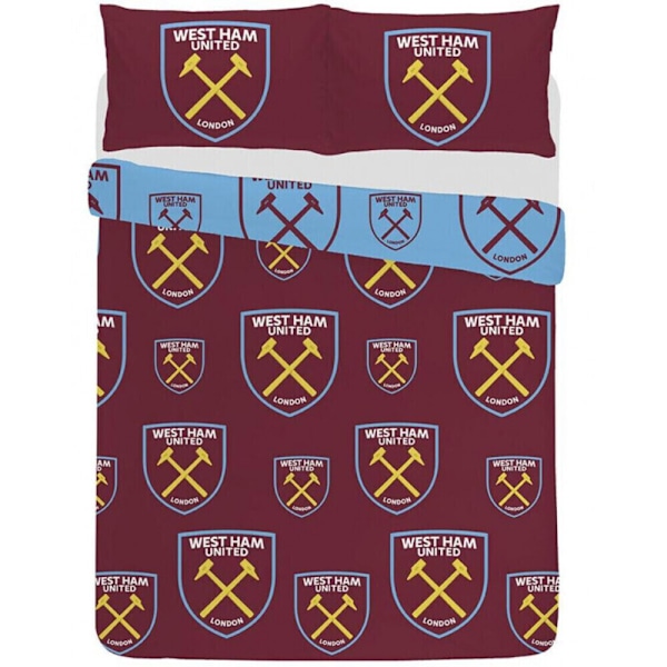 West Ham United FC Vändbar Påslakan Set Enkelsäng Claret Röd Claret Red/Sky Blue Single