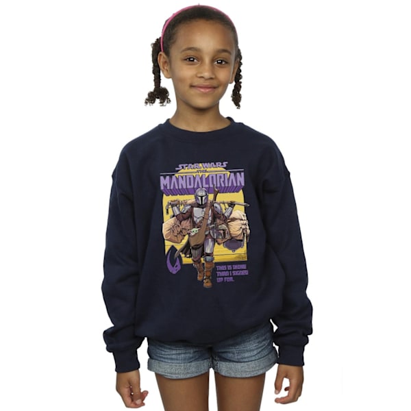 Star Wars Girls The Mandalorian Mer än jag skrev upp mig för Sweatshirt Navy Blue 9-11 Years