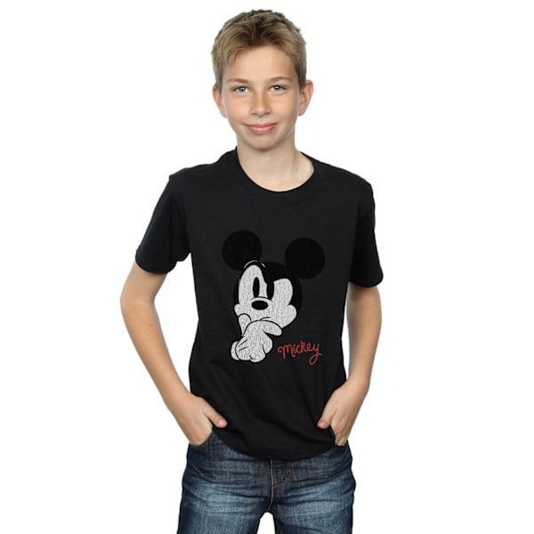 Disney Boys Mickey Mouse Distressed Ponder T-Shirt 7-8 år Bl Black 7-8 Years