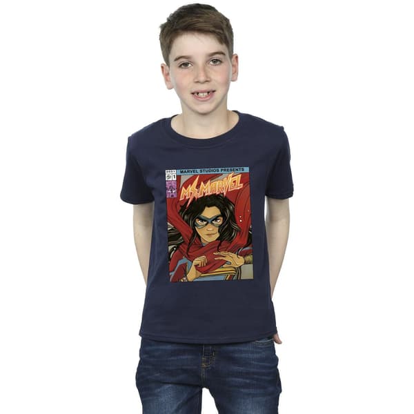 Marvel Pojkar Ms Marvel Comic Poster T-Shirt 12-13 År Marinblå Navy Blue 12-13 Years