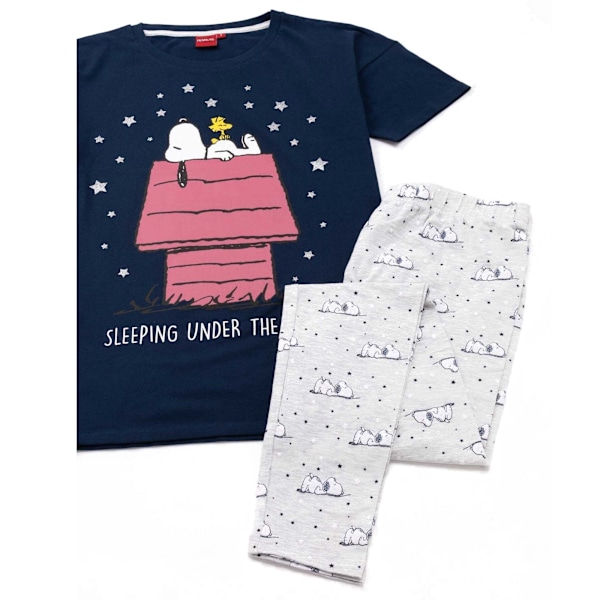 Peanuts Dam/Dam Snoopy Lång Pyjamas Set L Marinblå/Grå Navy/Grey L