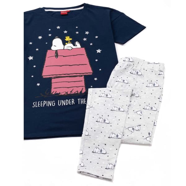 Peanuts Dam/Dam Snoopy Lång Pyjamas Set M Marinblå/Grå Navy/Grey M