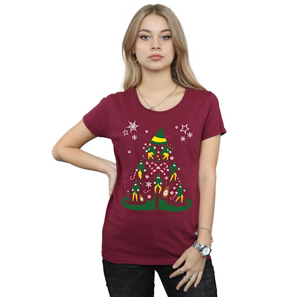 Elf Dam/Damer Julgran Bomull T-shirt XXL Bourgogne Burgundy XXL