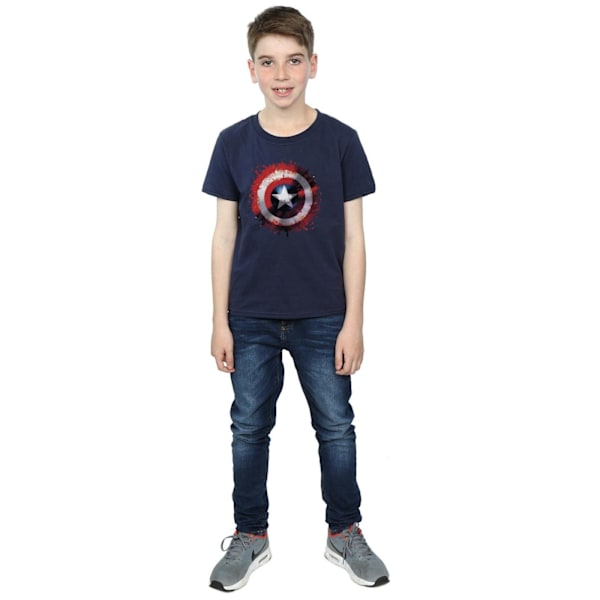 Captain America Boys Art Shield T-Shirt 9-11 år Marinblå Navy Blue 9-11 Years