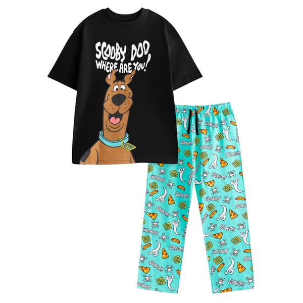 Scooby Doo Pyjamas för män, kortärmad, lång, L, svart Black/Blue L