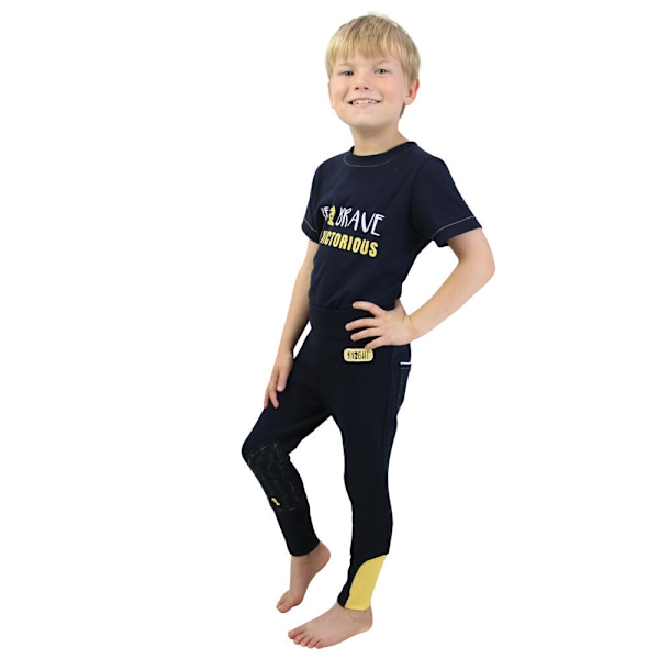 Little Knight Barn/Barn Be Brave Jodhpurs 11-12 år Marinblå Navy/Yellow 11-12 Years