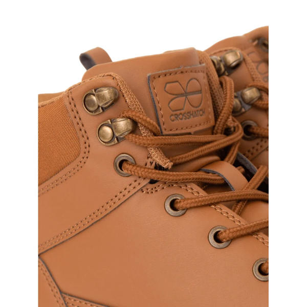 Crosshatch herr Staiger läder sneakers 9 UK brun Brown 9 UK