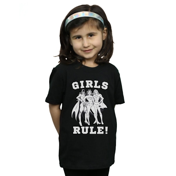 DC Comics Girls Justice League Girls Rule Bomull T-shirt 5-6 år Black 5-6 Years