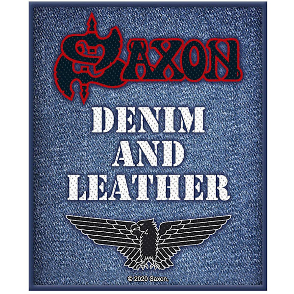 Saxon Denim och läder albumlapp, en storlek, blå/vit/röd Blue/White/Red One Size