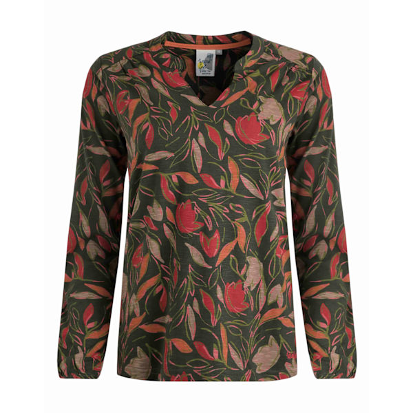 Weird Fish Dam Brooke Leaves Jersey Organisk Topp Storlek 8 UK Dark Olive 8 UK
