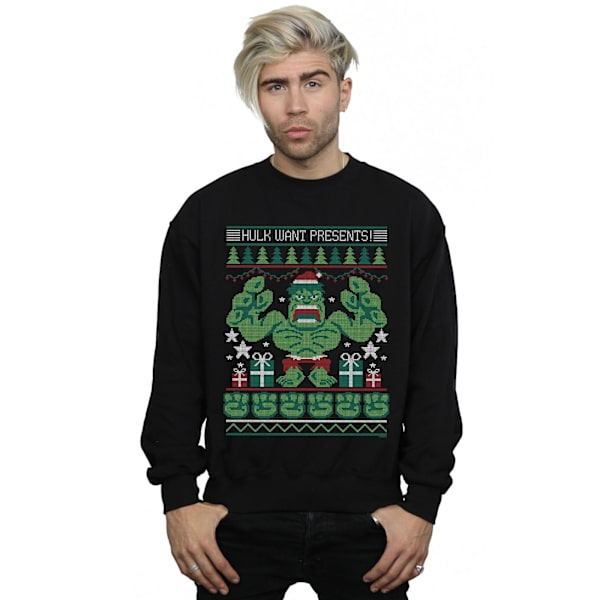 Marvel Herr Hulk Vill Ha Presenter Fair Isle Sweatshirt 4XL Svart Black 4XL