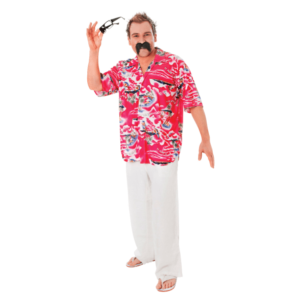 Bristol Novelty Mens Hawaiian Floral Shirt Costume One Size Pin Pink One Size