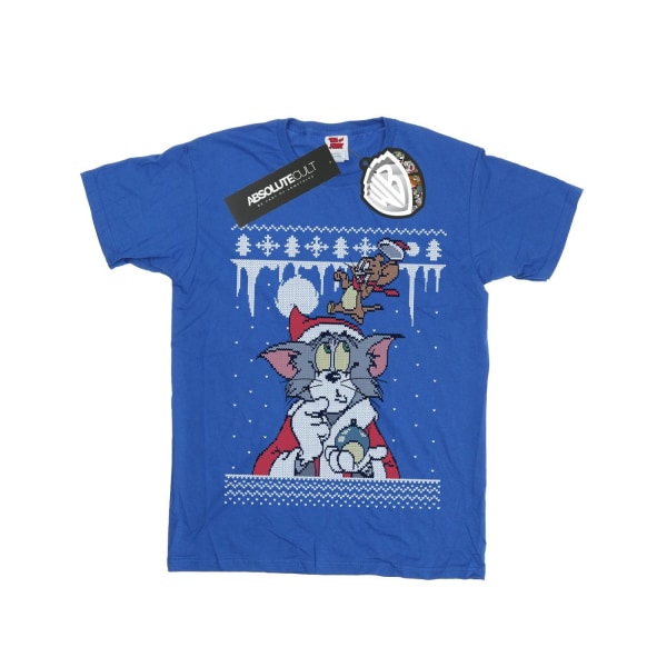 Tom And Jerry Girls Christmas Fair Isle bomull T-shirt 7-8 år Royal Blue 7-8 Years