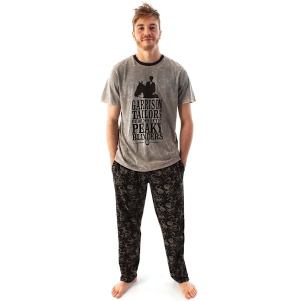 Peaky Blinders Herr Lång Pyjamas Set Grå/Svart Grey/Black L