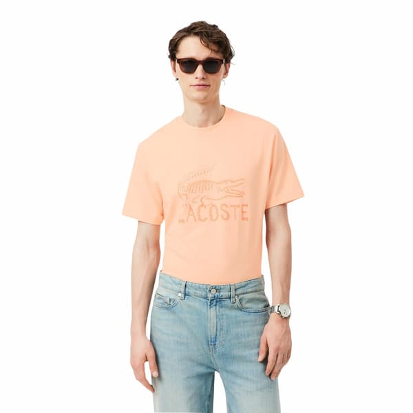 Lacoste Herr Logotyp Bomulls T-shirt L Rosa Pink L