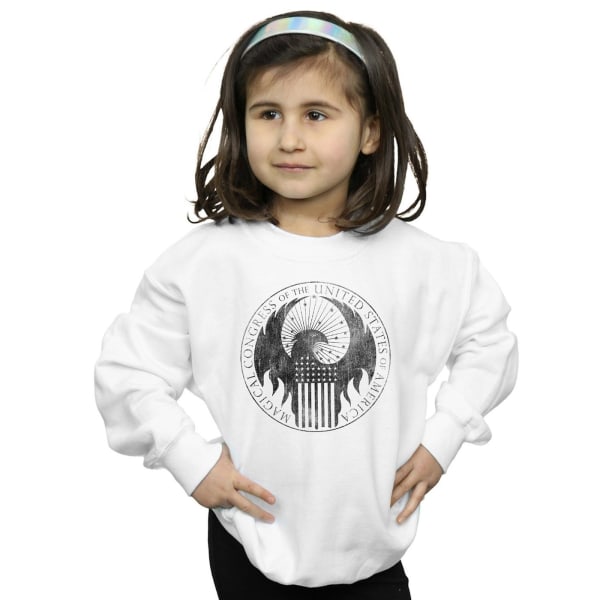 Fantastic Beasts Girls Distressed Magical Congress Sweatshirt 9 White 9-11 Years