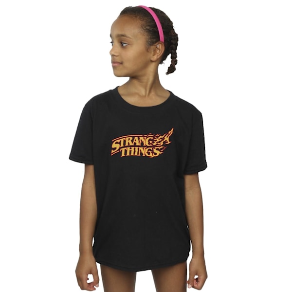 Netflix Girls Stranger Things Logo Breaking Bomull T-shirt 7-8 Black 7-8 Years