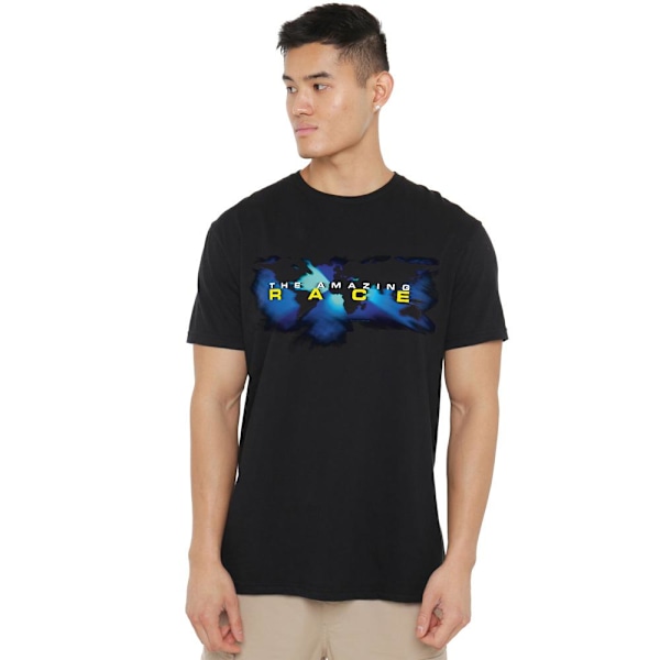 The Amazing Race Herr T-shirt med Blekt Globmotiv XL Svart Black XL