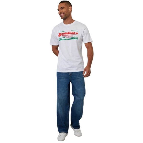 Threadbare Herr Pizza Stickad T-shirt M Vit White M