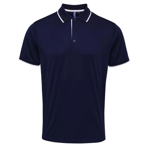 Premier Mens Coolchecker Contrast Pique Polo Shirt 4XL Marinblå/Vit Navy/White 4XL