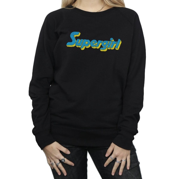 DC Comics Dam/Kvinnor Supergirl Crackle Logo Sweatshirt XXL B Black XXL