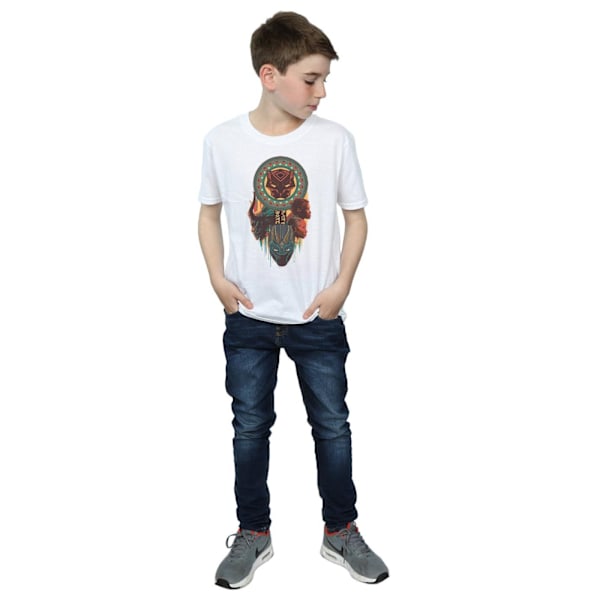 Marvel Boys Black Panther Totem T-Shirt 7-8 år Vit White 7-8 Years