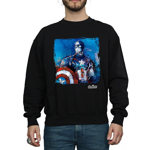 Marvel Herr Captain America Art Sweatshirt XXL Svart Black XXL