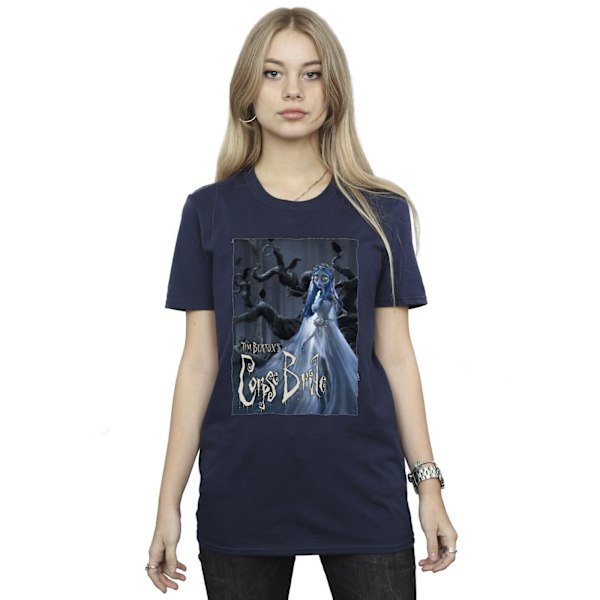 Brudgummens Lik Brudklänning Kvinnor/Dam T-shirt i Bomull Boyfriend Navy Blue XL