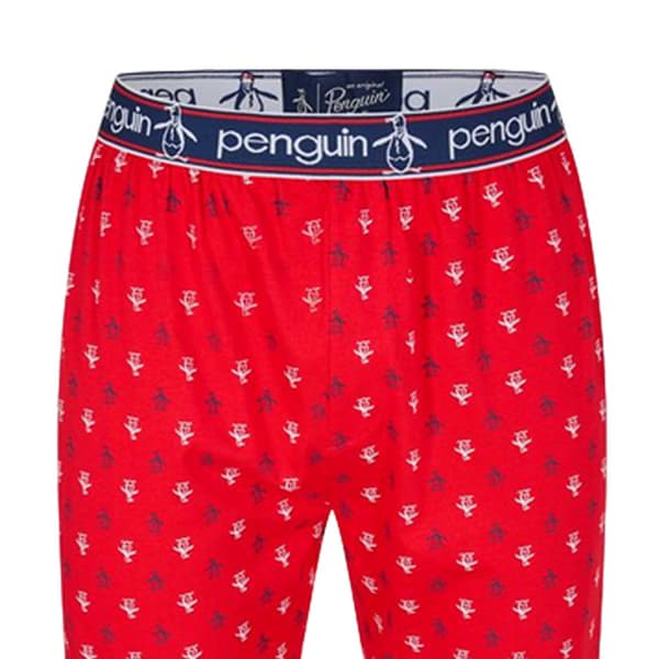 Original Penguin Pyjamasbyxor i jersey med heltäckande logotyp för män M Röd Red M