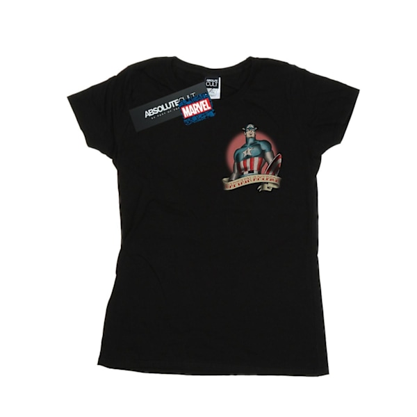 Marvel Womens/Ladies Captain America Tattoo Brösttryck Bomull Black L