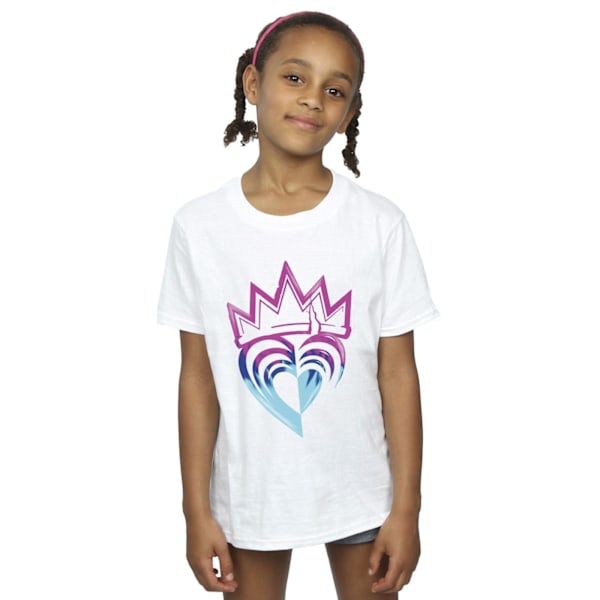 Disney Girls Descendants Rosa Krona Bomull T-shirt 5-6 År Wh White 5-6 Years