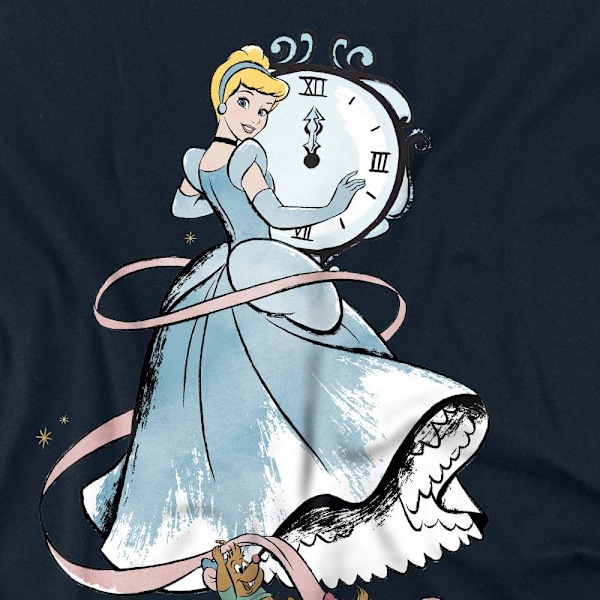 Cinderella Unisex Vuxen Klockan Slår Tolv Jaq Och Gus T-Shirt Navy XXL